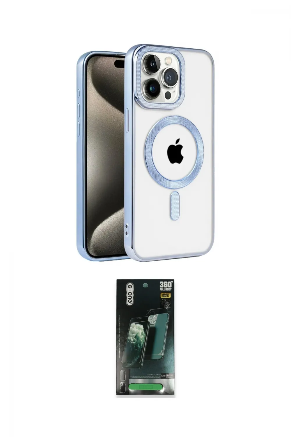 ieg™ iPhone 14 Pro Max Kılıf Eksen Form Koleksiyonu - Şeffaf 360 Full Body Arka Koruyucu