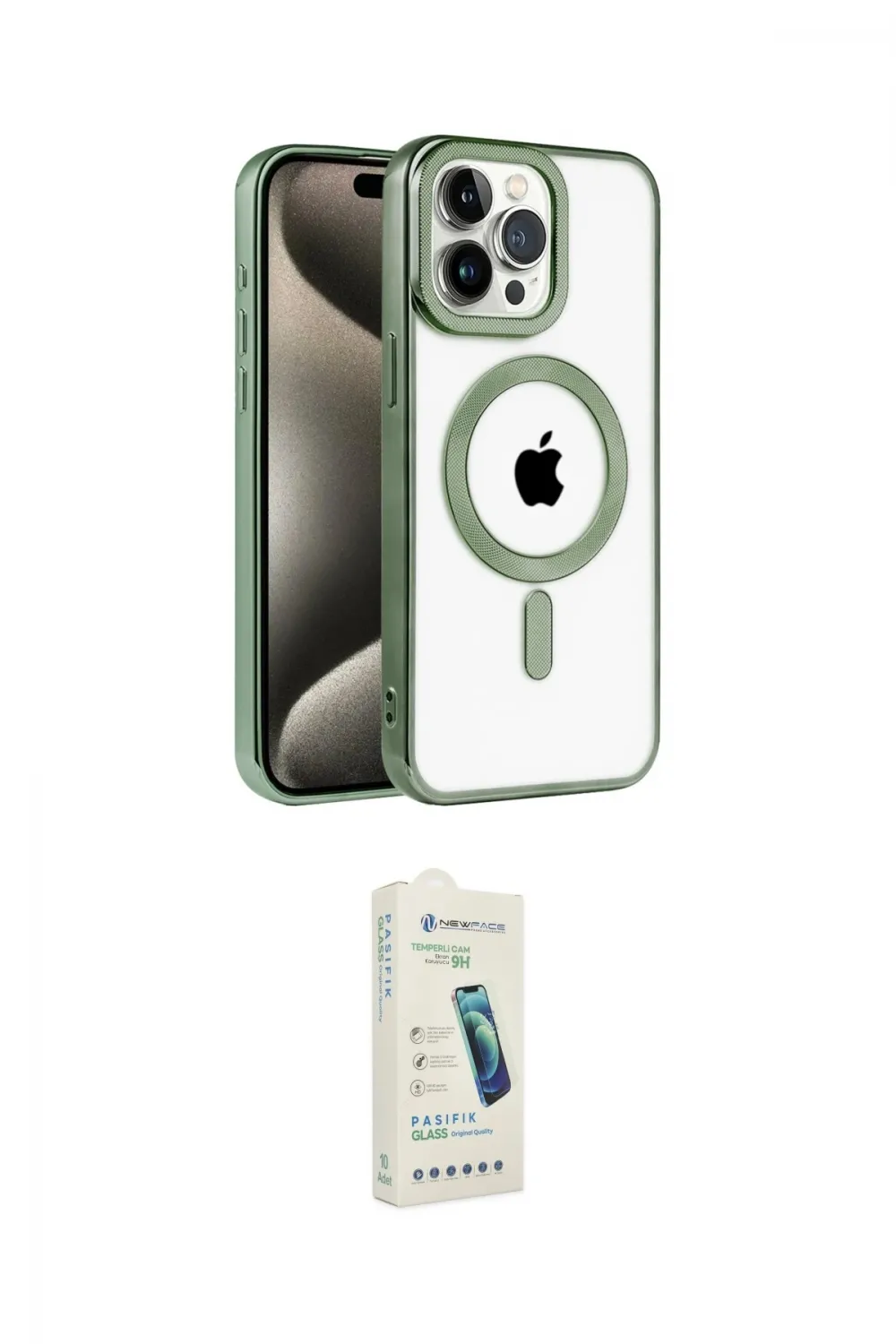 ieg™ iPhone 14 Pro Max Kılıf Eksen Form Koleksiyonu - Şeffaf Pasifik Cam Ekran Koruyucu