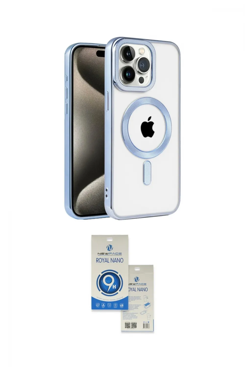 ieg™ iPhone 14 Pro Max Kılıf Eksen Form Koleksiyonu - Şeffaf Royal Nano Ekran Koruyucu