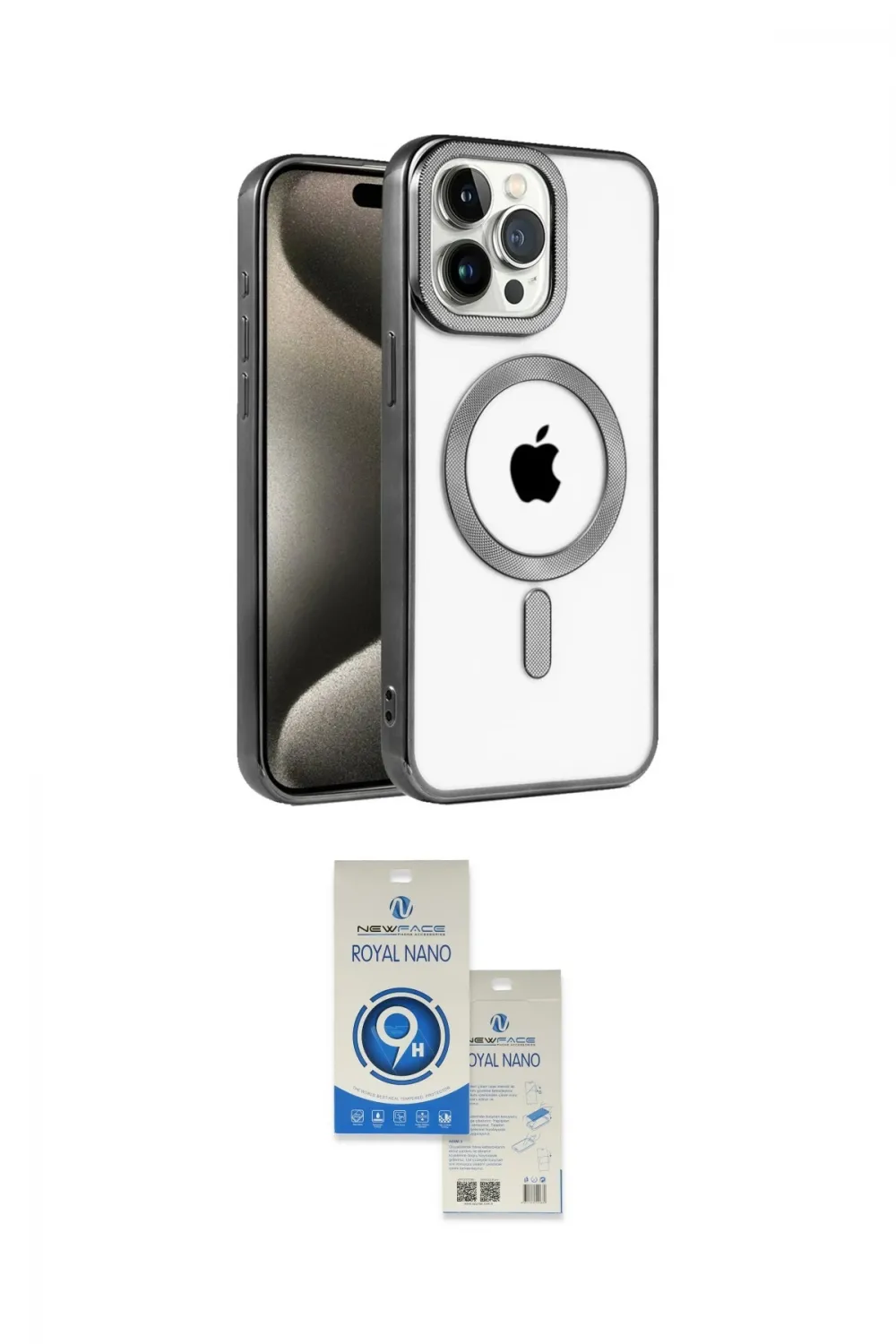 ieg™ iPhone 14 Pro Max Kılıf Eksen Form Koleksiyonu - Şeffaf Royal Nano Ekran Koruyucu