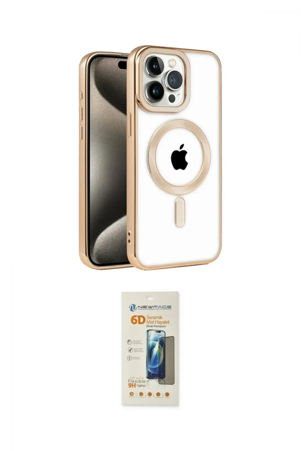 ieg™ iPhone 14 Pro Max Kılıf Eksen Form Koleksiyonu - Siyah 6D Mat Seramik Hayalet Nano Ekran Koruyucu