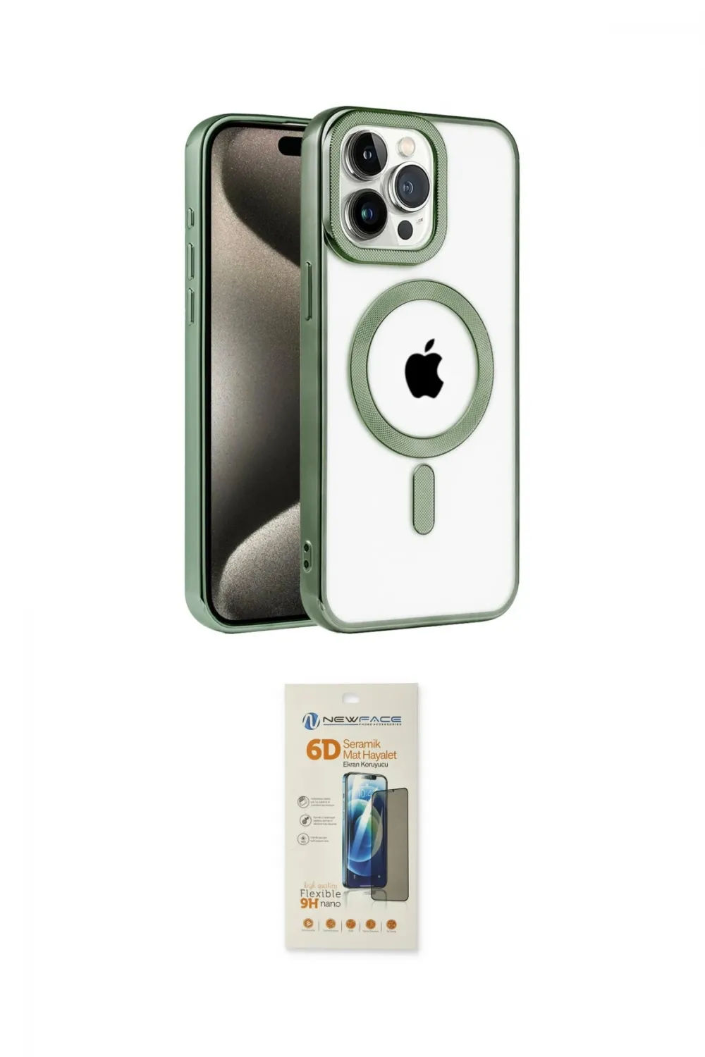 ieg™ iPhone 14 Pro Max Kılıf Eksen Form Koleksiyonu - Siyah 6D Mat Seramik Hayalet Nano Ekran Koruyucu