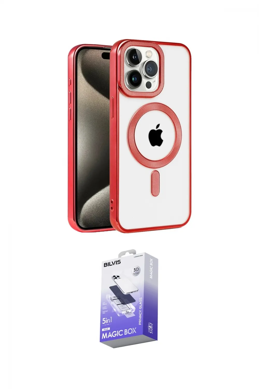 ieg™ iPhone 14 Pro Max Kılıf Eksen Form Koleksiyonu - Siyah Bilvis 5in1 5D Magic Hayalet Cam Ekran Koruyucu