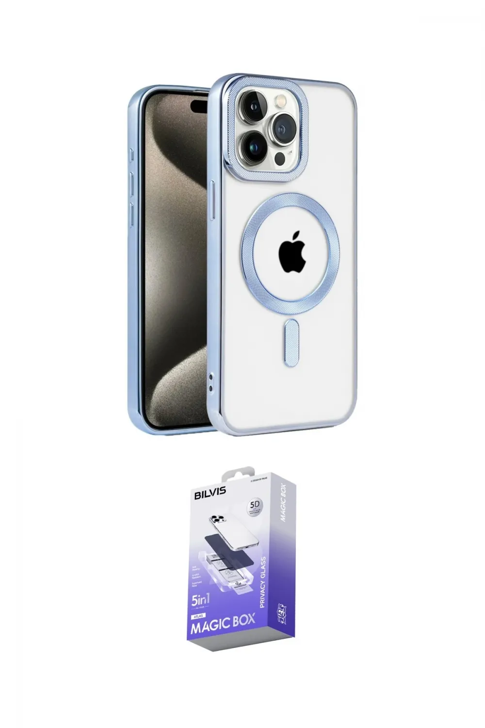 ieg™ iPhone 14 Pro Max Kılıf Eksen Form Koleksiyonu - Siyah Bilvis 5in1 5D Magic Hayalet Cam Ekran Koruyucu