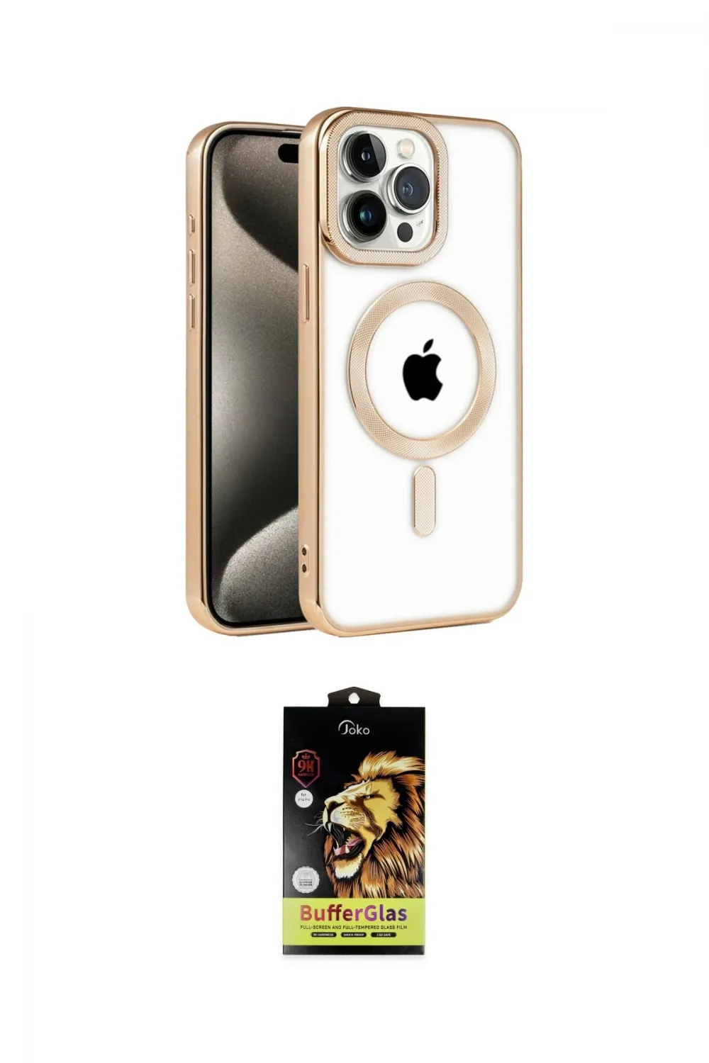 ieg™ iPhone 14 Pro Max Kılıf Eksen Form Koleksiyonu - Siyah Buffer Cam Ekran Koruyucu