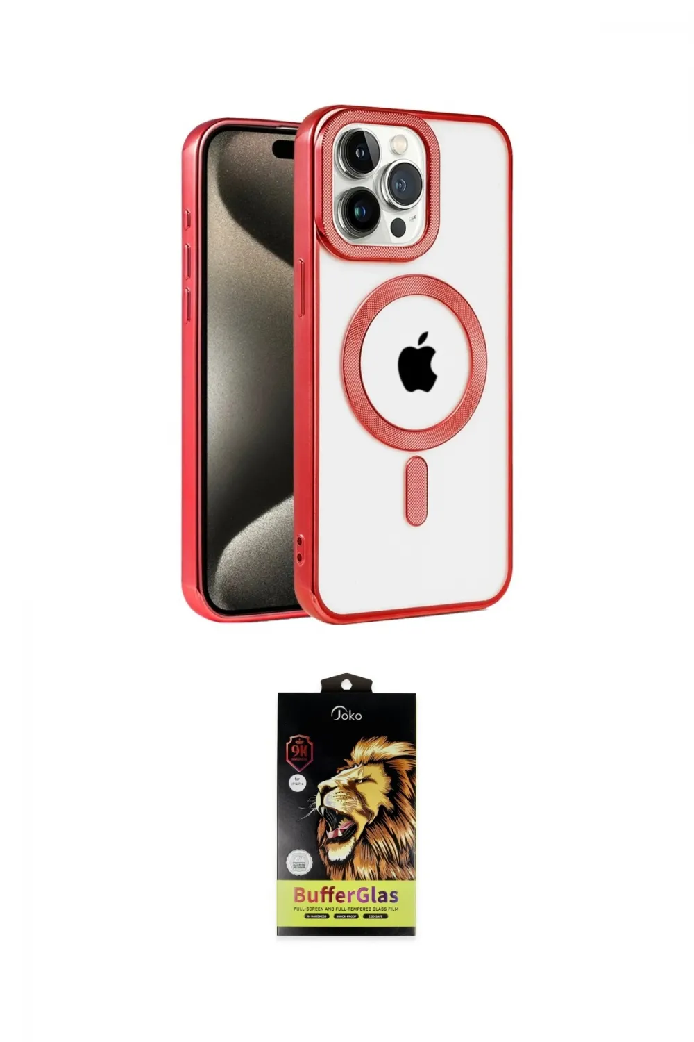 ieg™ iPhone 14 Pro Max Kılıf Eksen Form Koleksiyonu - Siyah Buffer Cam Ekran Koruyucu