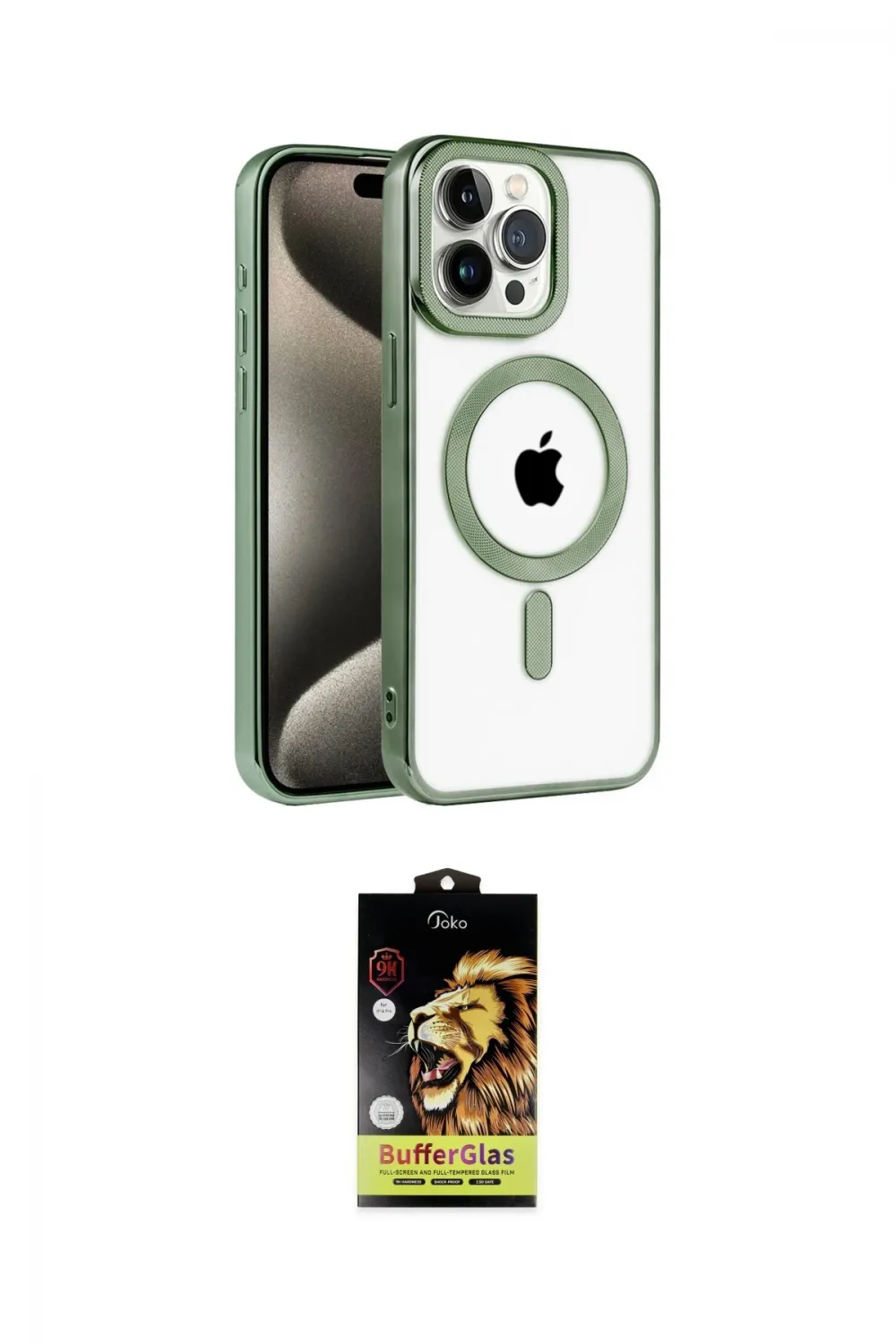 ieg™ iPhone 14 Pro Max Kılıf Eksen Form Koleksiyonu - Siyah Buffer Cam Ekran Koruyucu