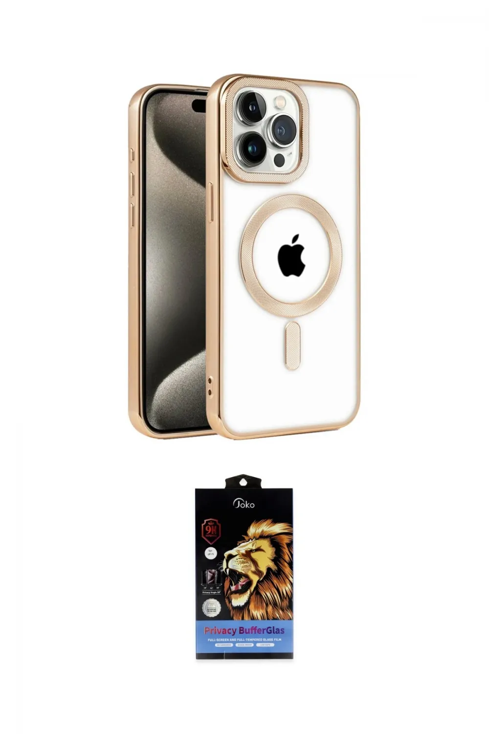 ieg™ iPhone 14 Pro Max Kılıf Eksen Form Koleksiyonu - Siyah Buffer Hayalet Cam Ekran Koruyucu