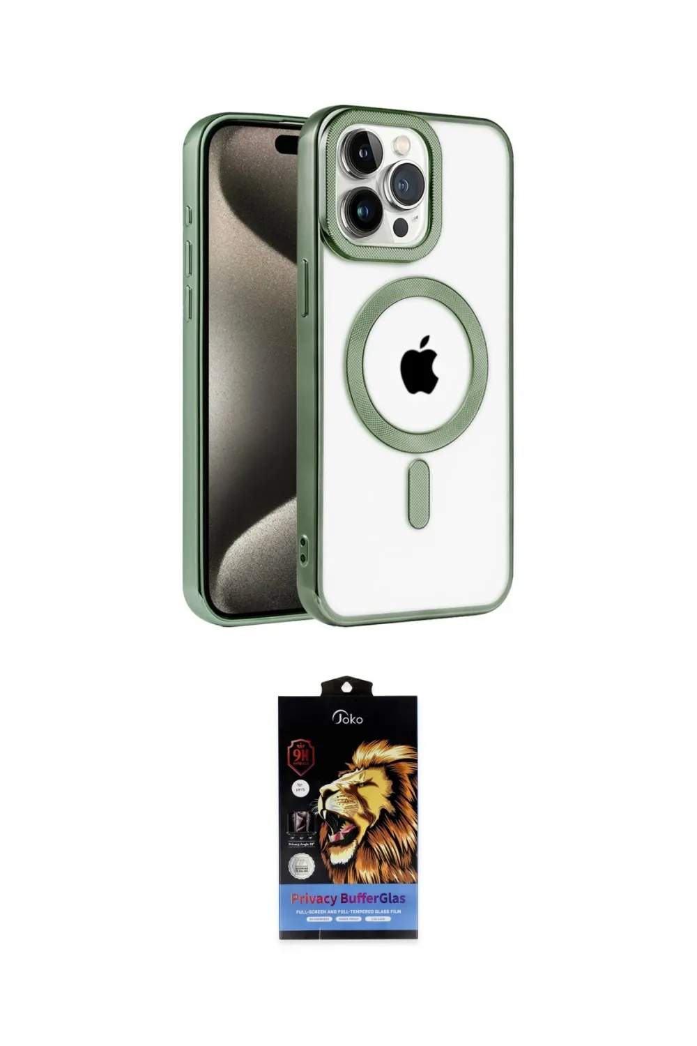 ieg™ iPhone 14 Pro Max Kılıf Eksen Form Koleksiyonu - Siyah Buffer Hayalet Cam Ekran Koruyucu