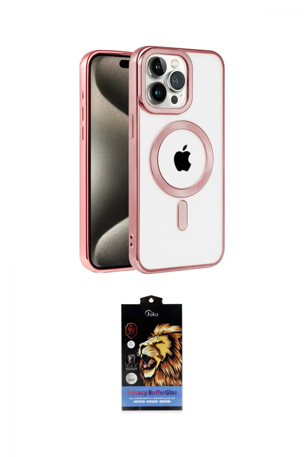 ieg™ iPhone 14 Pro Max Kılıf Eksen Form Koleksiyonu - Siyah Buffer Hayalet Cam Ekran Koruyucu