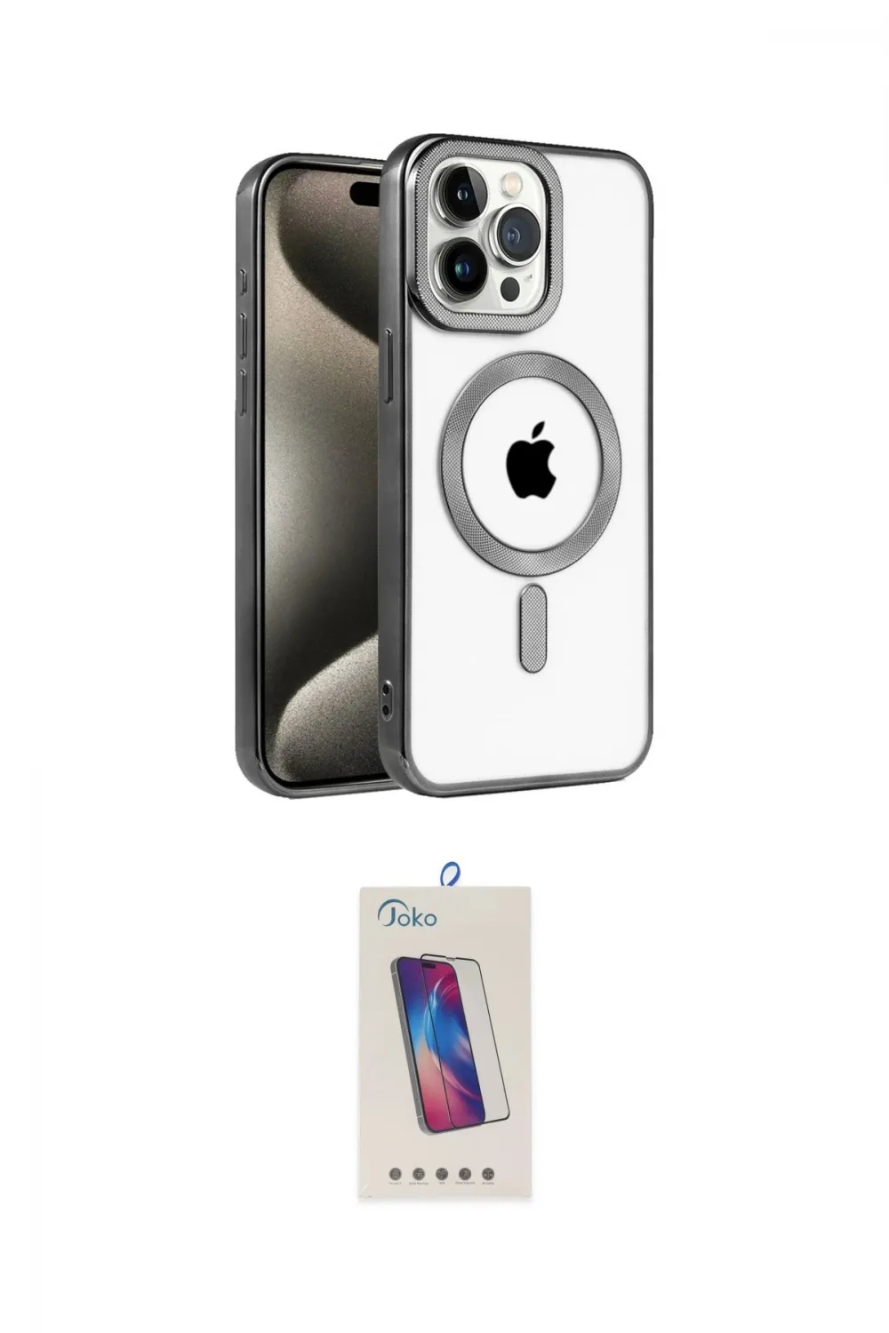 ieg™ iPhone 14 Pro Max Kılıf Eksen Form Koleksiyonu - Siyah Joko 5D Cam