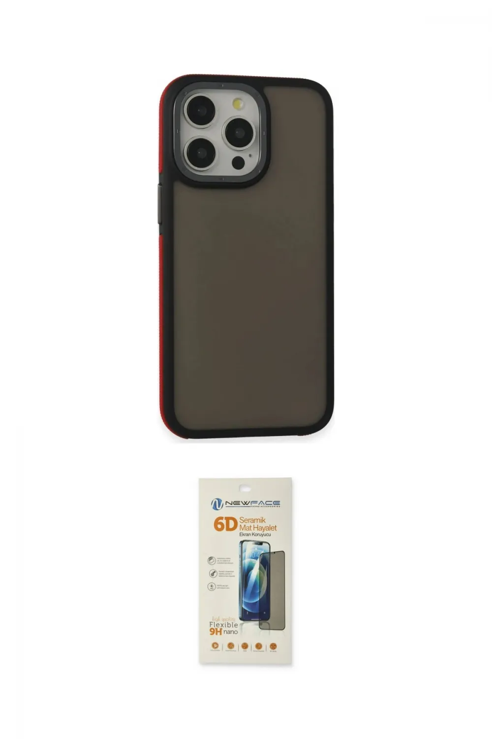 ieg™ iPhone 14 Pro Max Kılıf Eksen Işık - Siyah 6D Mat Seramik Hayalet Nano Ekran Koruyucu
