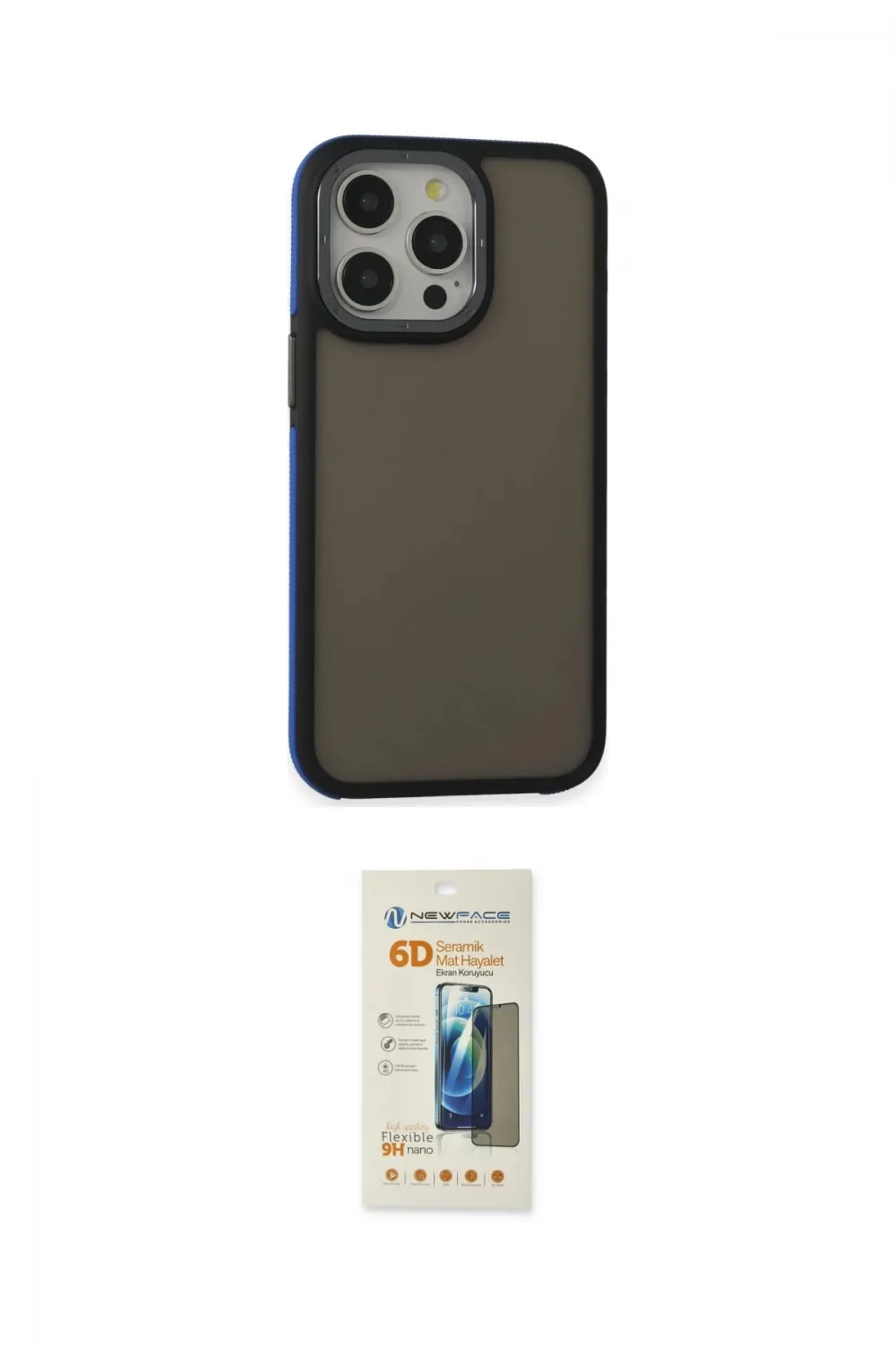 ieg™ iPhone 14 Pro Max Kılıf Eksen Işık - Siyah 6D Mat Seramik Hayalet Nano Ekran Koruyucu