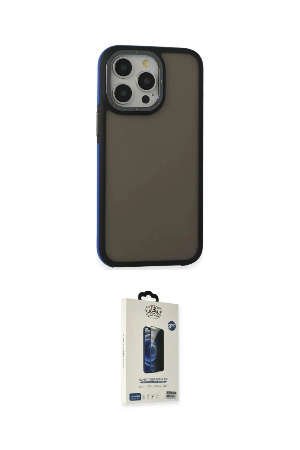 ieg™ iPhone 14 Pro Max Kılıf Eksen Işık - Siyah Bilvis Hayalet Cam Ekran Koruyucu