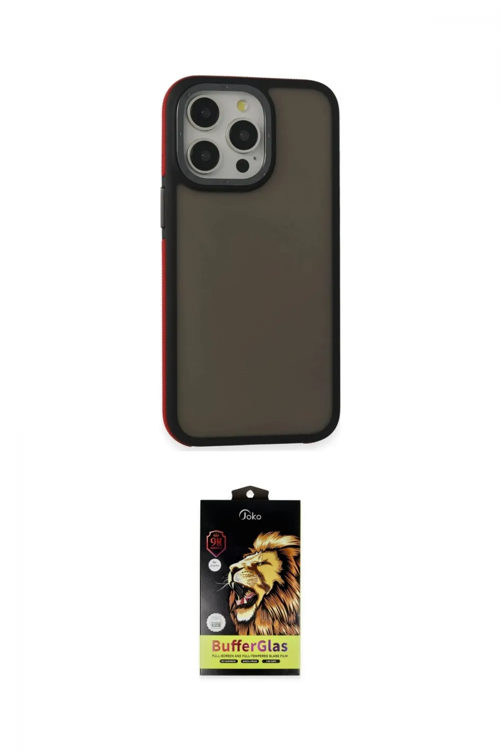 ieg™ iPhone 14 Pro Max Kılıf Eksen Işık - Siyah Buffer Cam Ekran Koruyucu