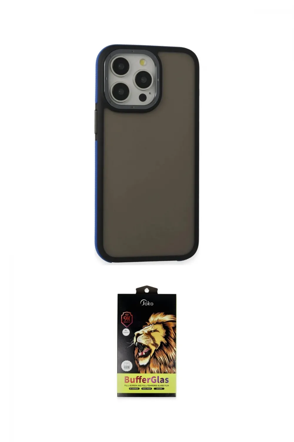 ieg™ iPhone 14 Pro Max Kılıf Eksen Işık - Siyah Buffer Cam Ekran Koruyucu