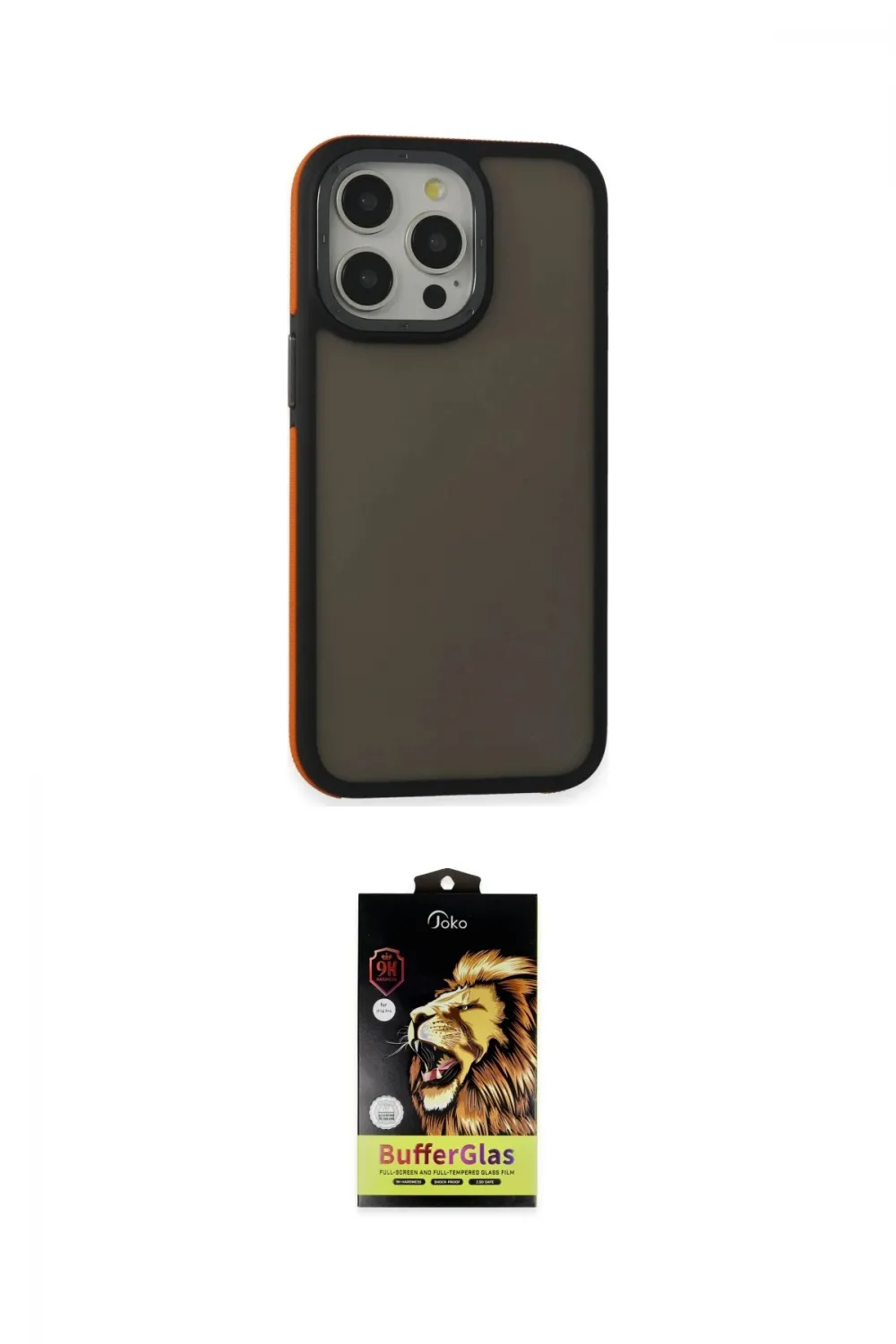 ieg™ iPhone 14 Pro Max Kılıf Eksen Işık - Siyah Buffer Cam Ekran Koruyucu