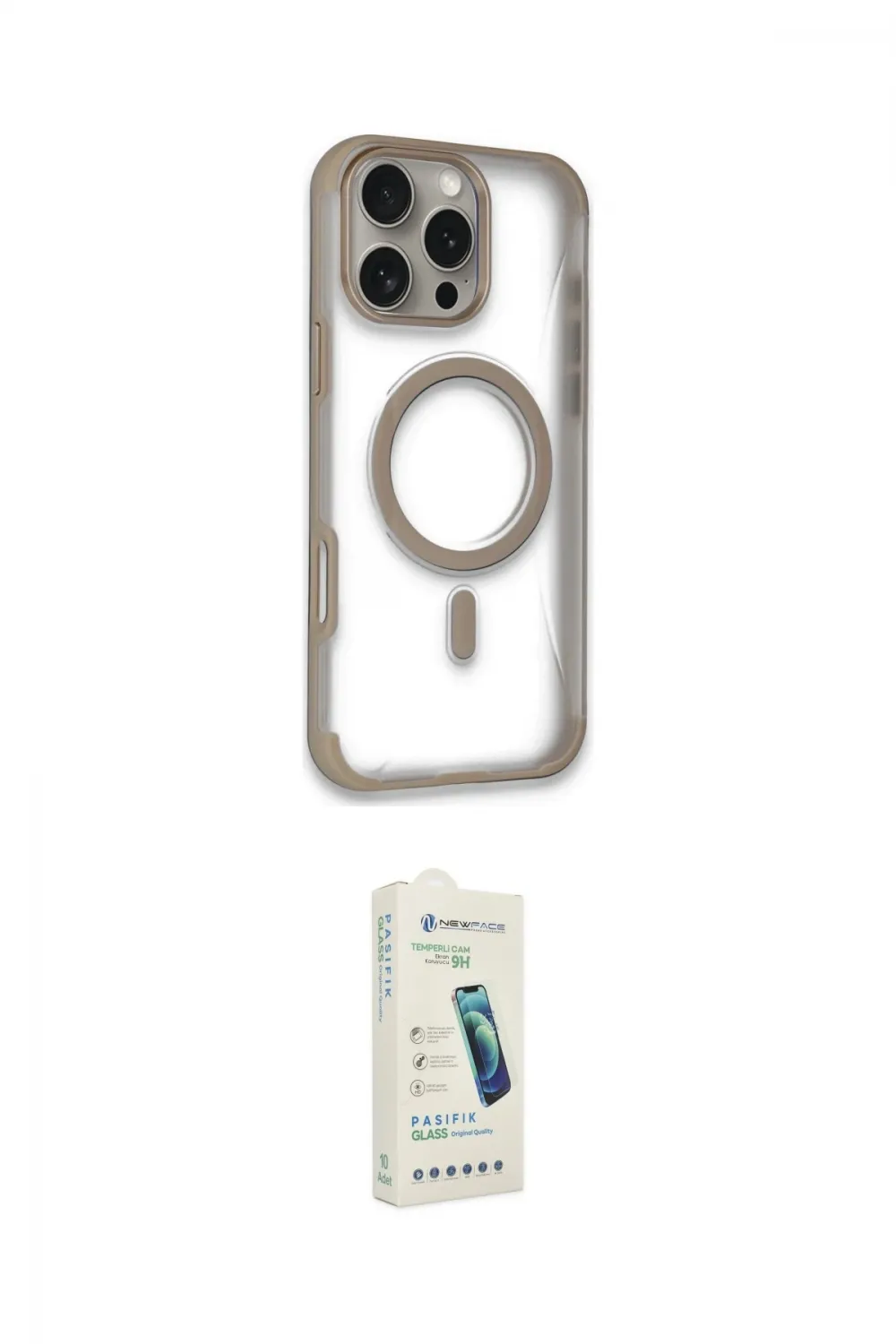 ieg™ iPhone 14 Pro Max Kılıf Eksen Klasik Koleksiyonu - Şeffaf Pasifik Cam Ekran Koruyucu