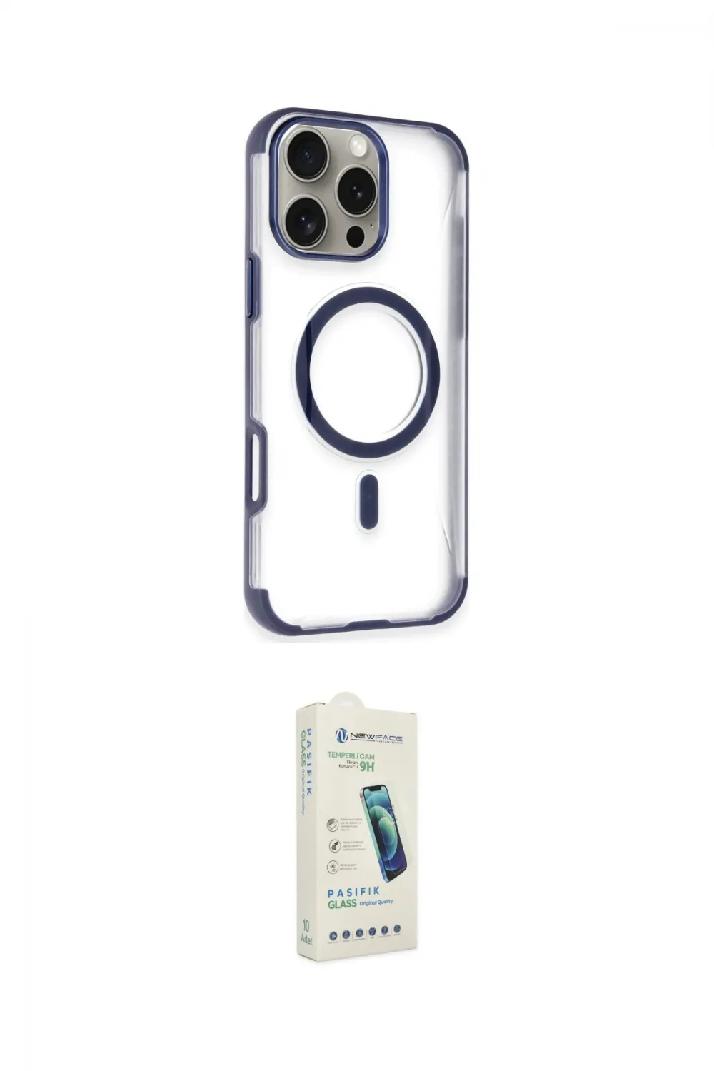ieg™ iPhone 14 Pro Max Kılıf Eksen Klasik Koleksiyonu - Şeffaf Pasifik Cam Ekran Koruyucu