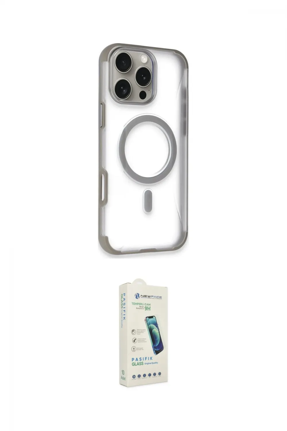 ieg™ iPhone 14 Pro Max Kılıf Eksen Klasik Koleksiyonu - Şeffaf Pasifik Cam Ekran Koruyucu
