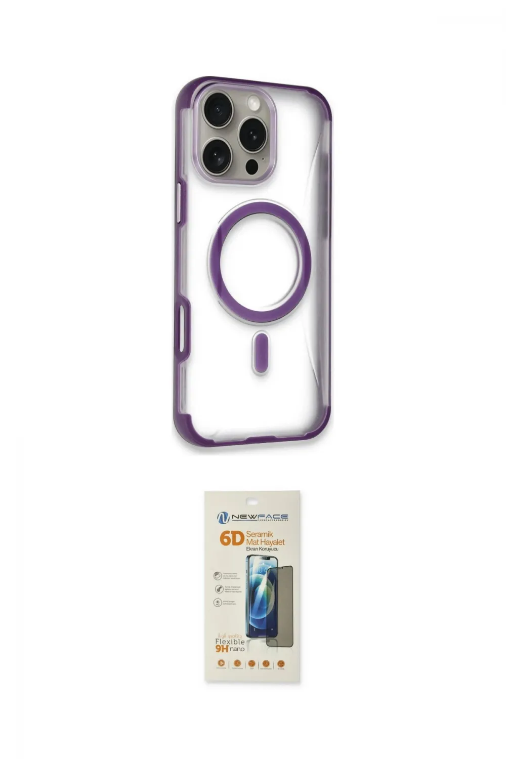 ieg™ iPhone 14 Pro Max Kılıf Eksen Klasik Koleksiyonu - Siyah 6D Mat Seramik Hayalet Nano Ekran Koruyucu