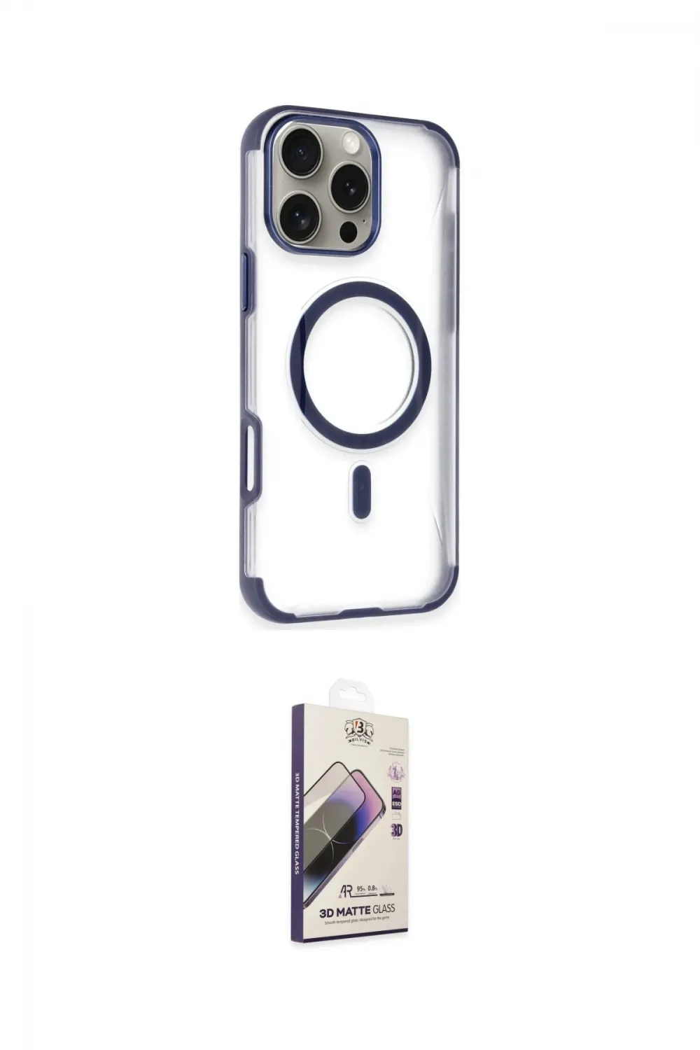 ieg™ iPhone 14 Pro Max Kılıf Eksen Klasik Koleksiyonu - Siyah Bilvis 3D Mat Cam Ekran Koruyucu