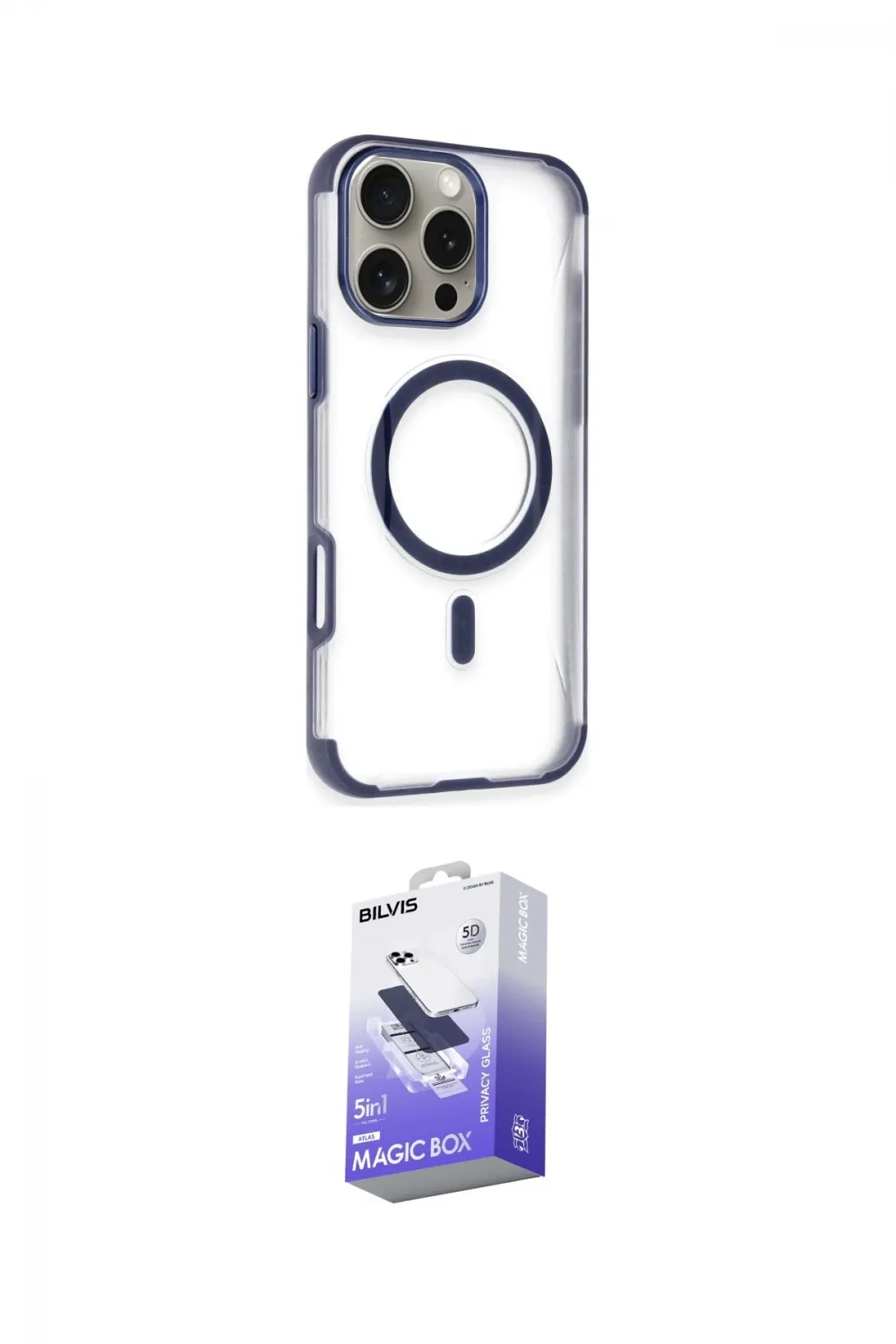 ieg™ iPhone 14 Pro Max Kılıf Eksen Klasik Koleksiyonu - Siyah Bilvis 5in1 5D Magic Hayalet Cam Ekran Koruyucu
