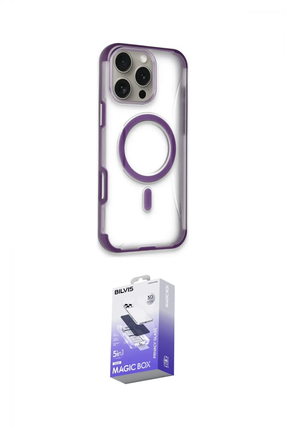 ieg™ iPhone 14 Pro Max Kılıf Eksen Klasik Koleksiyonu - Siyah Bilvis 5in1 5D Magic Hayalet Cam Ekran Koruyucu