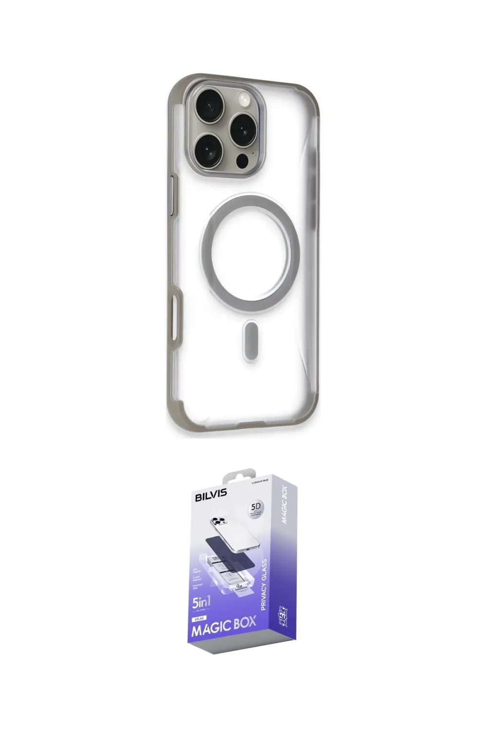 ieg™ iPhone 14 Pro Max Kılıf Eksen Klasik Koleksiyonu - Siyah Bilvis 5in1 5D Magic Hayalet Cam Ekran Koruyucu