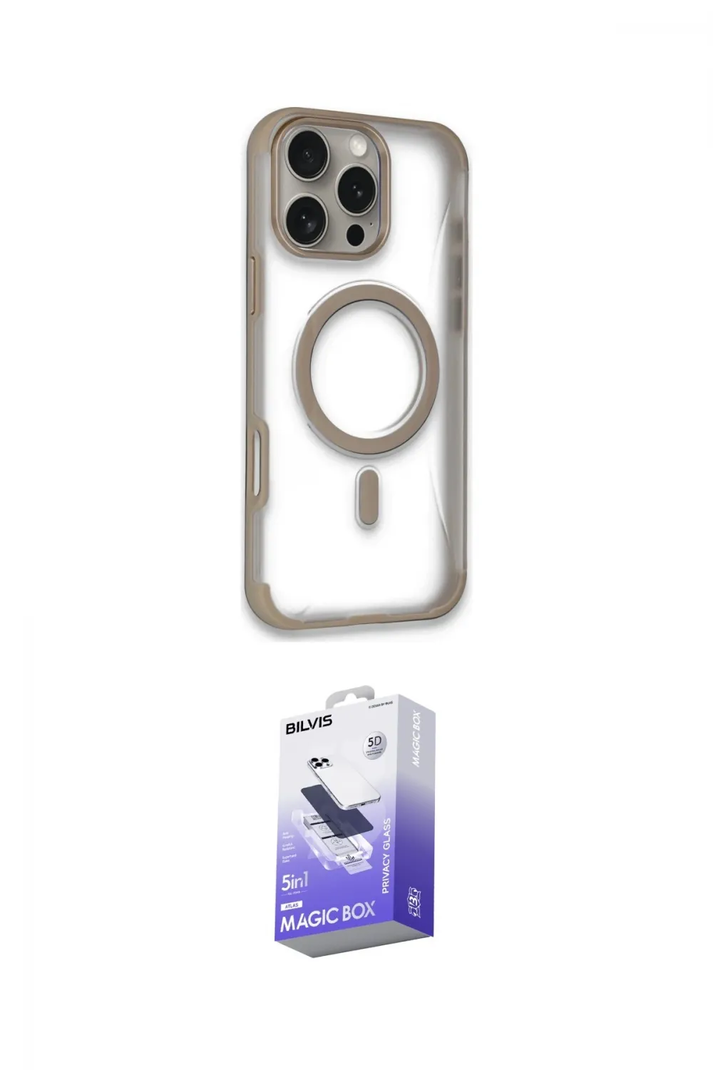 ieg™ iPhone 14 Pro Max Kılıf Eksen Klasik Koleksiyonu - Siyah Bilvis 5in1 5D Magic Hayalet Cam Ekran Koruyucu