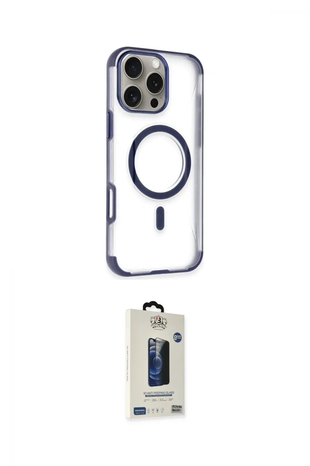 ieg™ iPhone 14 Pro Max Kılıf Eksen Klasik Koleksiyonu - Siyah Bilvis Hayalet Cam Ekran Koruyucu