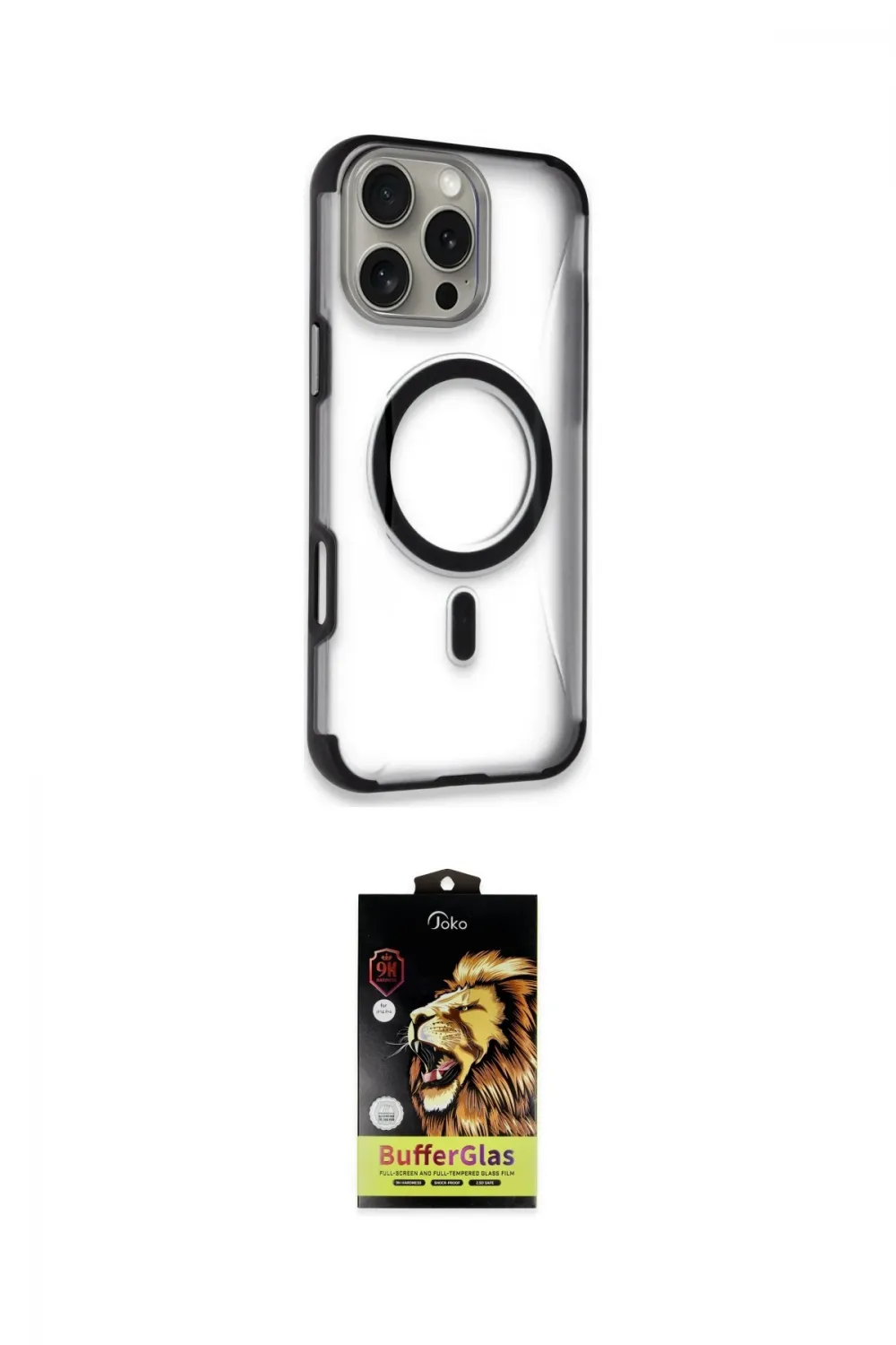 ieg™ iPhone 14 Pro Max Kılıf Eksen Klasik Koleksiyonu - Siyah Buffer Cam Ekran Koruyucu