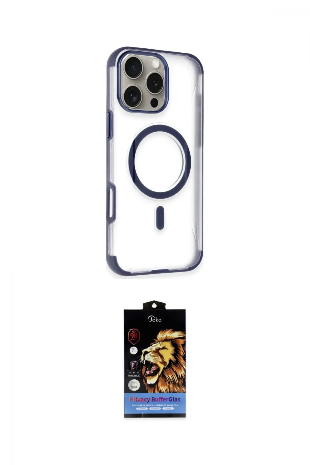 ieg™ iPhone 14 Pro Max Kılıf Eksen Klasik Koleksiyonu - Siyah Buffer Hayalet Cam Ekran Koruyucu