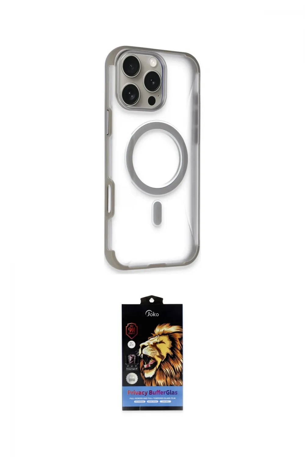 ieg™ iPhone 14 Pro Max Kılıf Eksen Klasik Koleksiyonu - Siyah Buffer Hayalet Cam Ekran Koruyucu