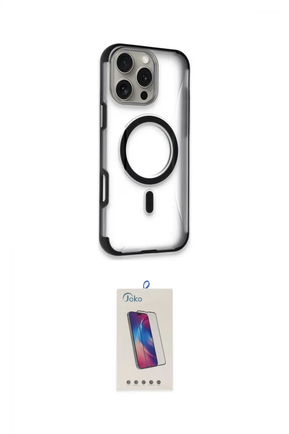 ieg™ iPhone 14 Pro Max Kılıf Eksen Klasik Koleksiyonu - Siyah Joko 5D Cam