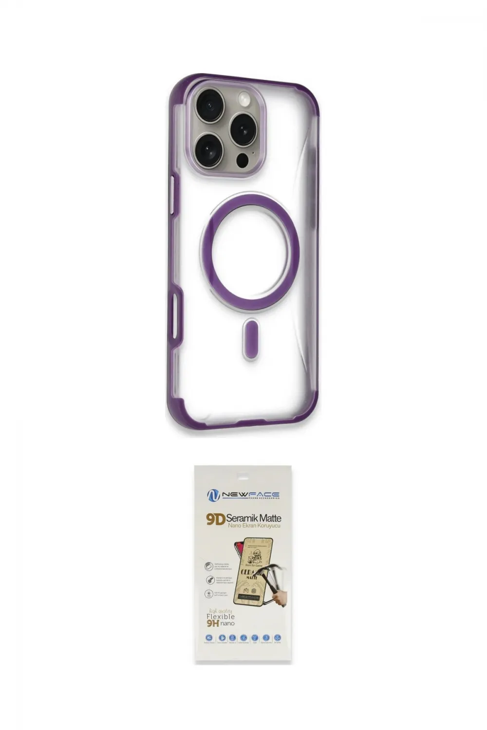 ieg™ iPhone 14 Pro Max Kılıf Eksen Klasik Koleksiyonu - Siyah Mat Seramik Nano Ekran Koruyucu