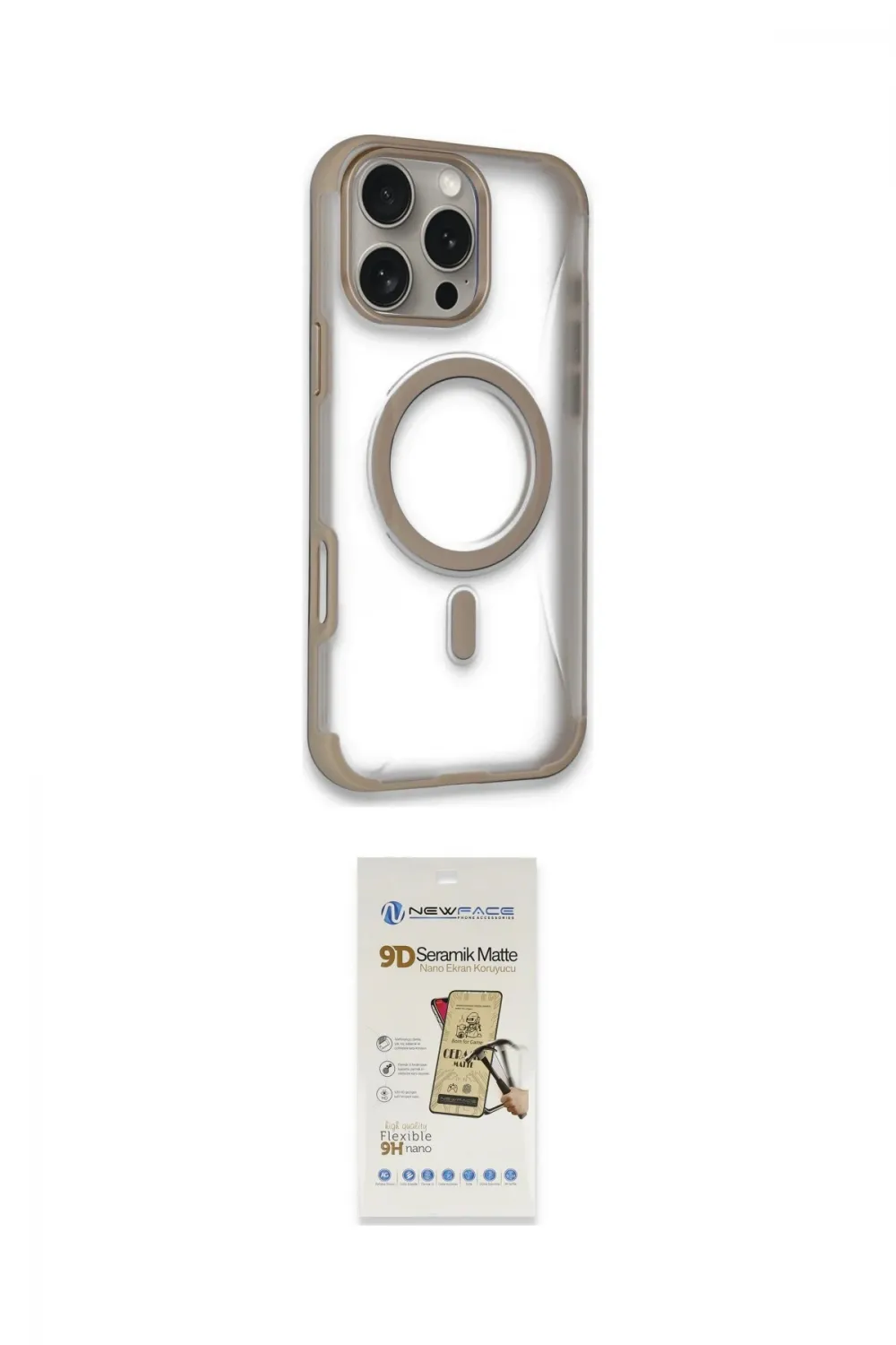 ieg™ iPhone 14 Pro Max Kılıf Eksen Klasik Koleksiyonu - Siyah Mat Seramik Nano Ekran Koruyucu