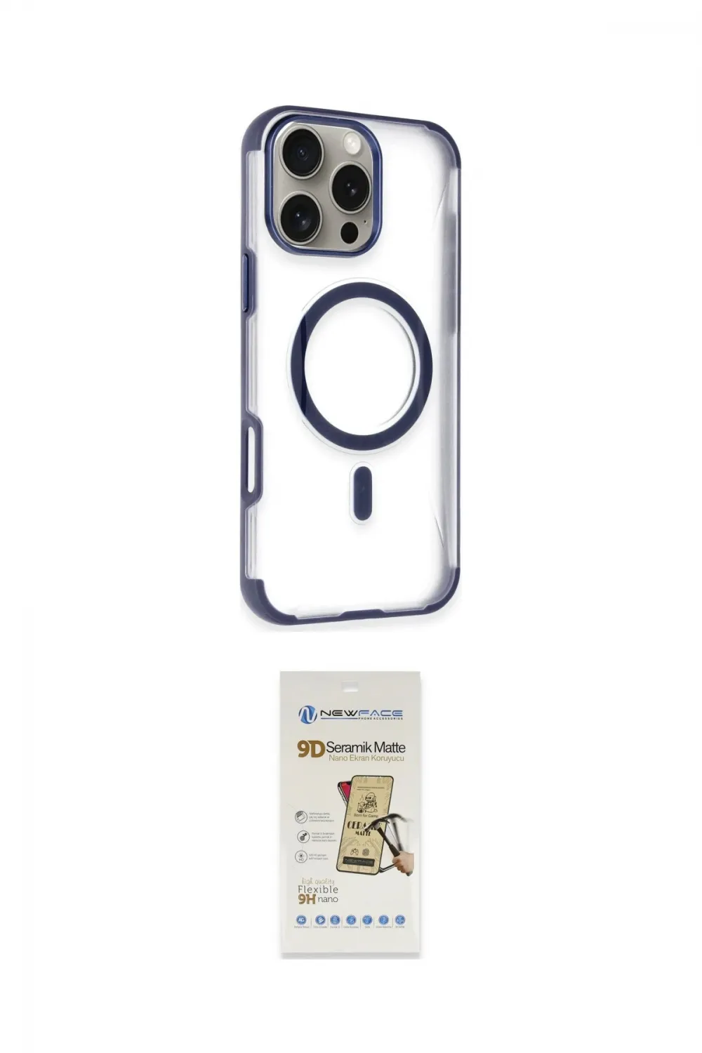 ieg™ iPhone 14 Pro Max Kılıf Eksen Klasik Koleksiyonu - Siyah Mat Seramik Nano Ekran Koruyucu