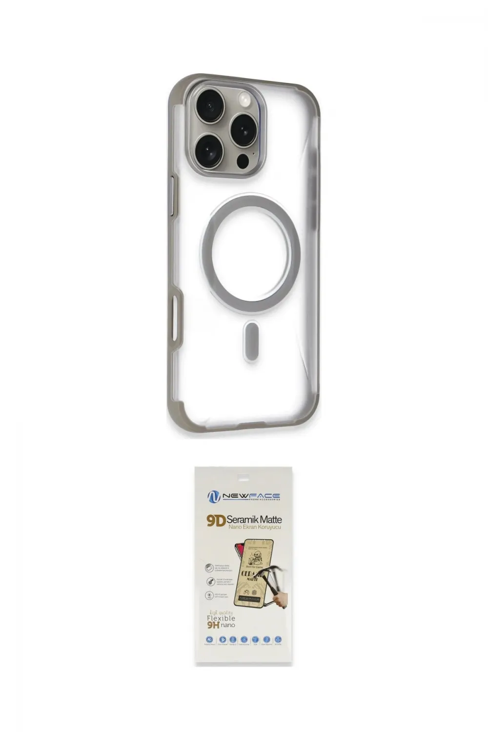 ieg™ iPhone 14 Pro Max Kılıf Eksen Klasik Koleksiyonu - Siyah Mat Seramik Nano Ekran Koruyucu