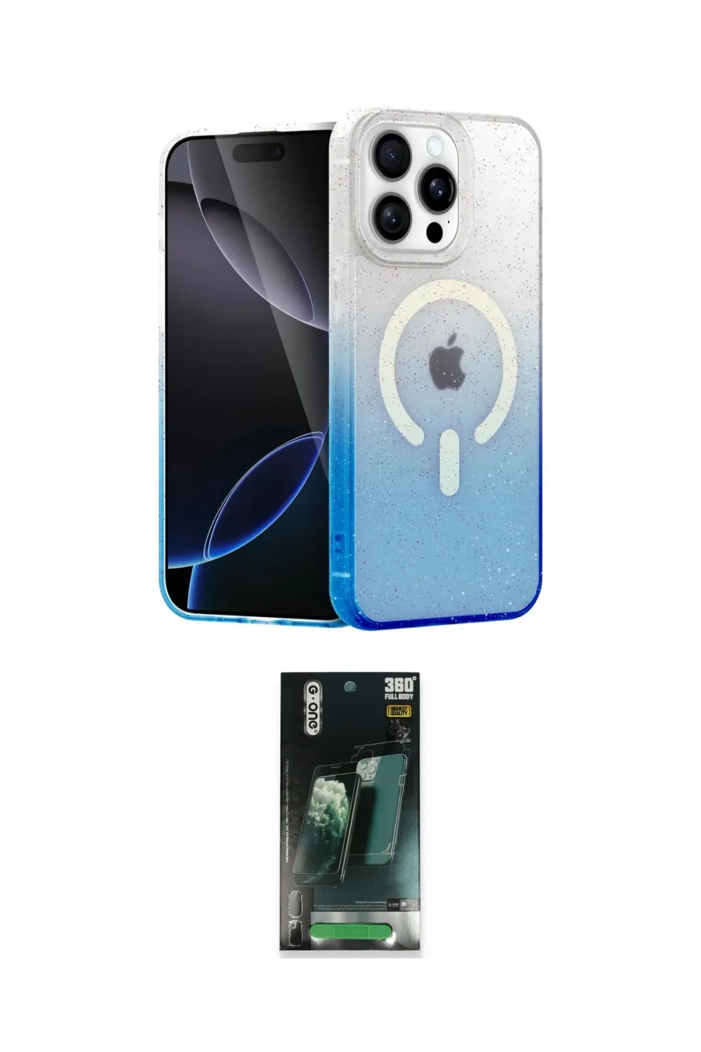ieg™ iPhone 14 Pro Max Kılıf Eksen Minimal Özel Seri - Şeffaf 360 Full Body Arka Koruyucu