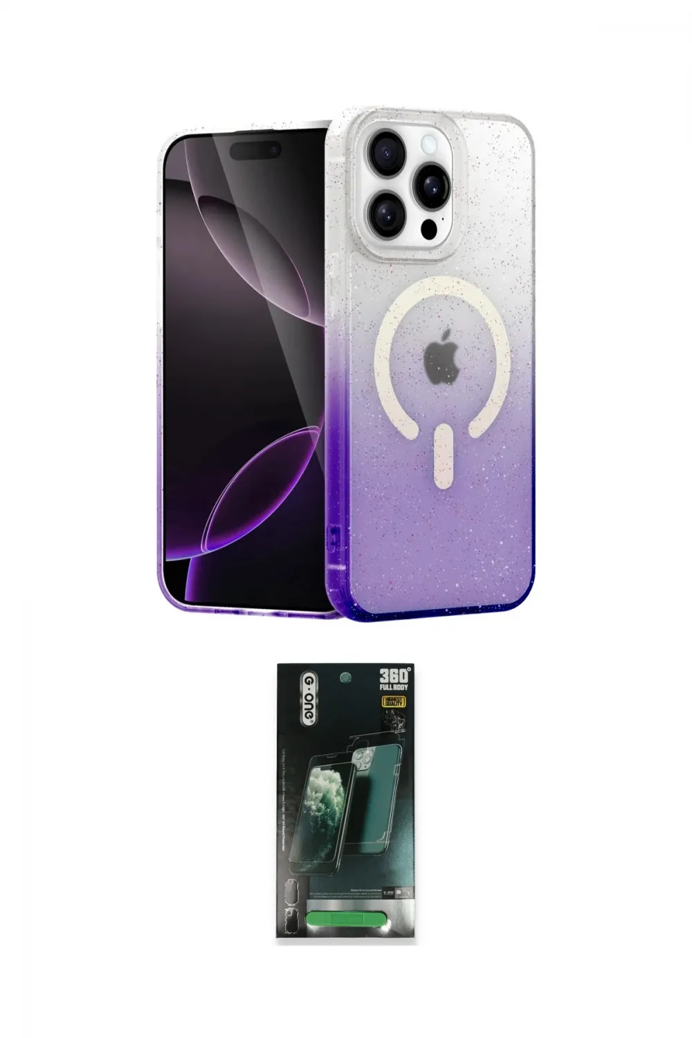 ieg™ iPhone 14 Pro Max Kılıf Eksen Minimal Özel Seri - Şeffaf 360 Full Body Arka Koruyucu