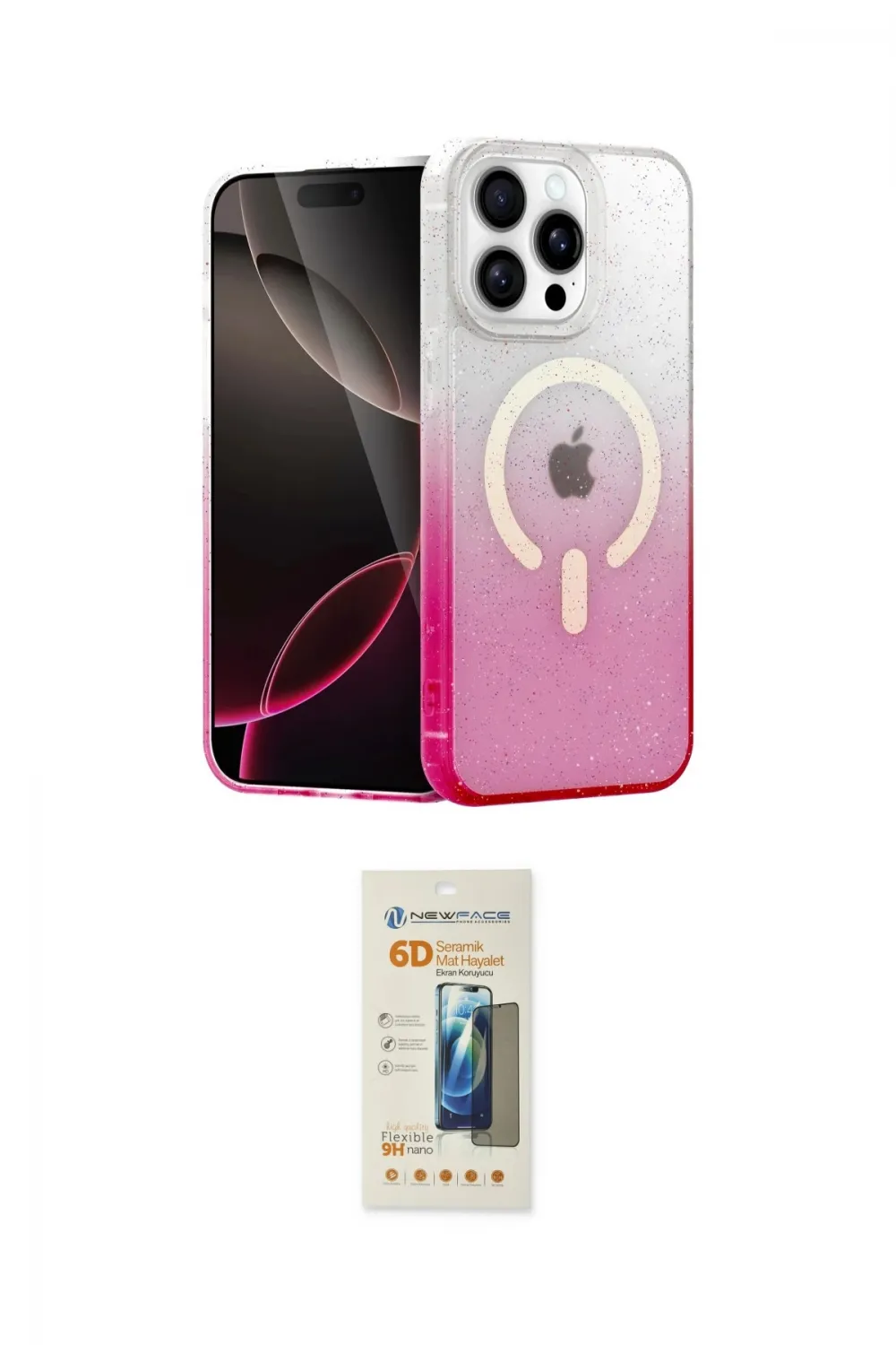 ieg™ iPhone 14 Pro Max Kılıf Eksen Minimal Özel Seri - Siyah 6D Mat Seramik Hayalet Nano Ekran Koruyucu