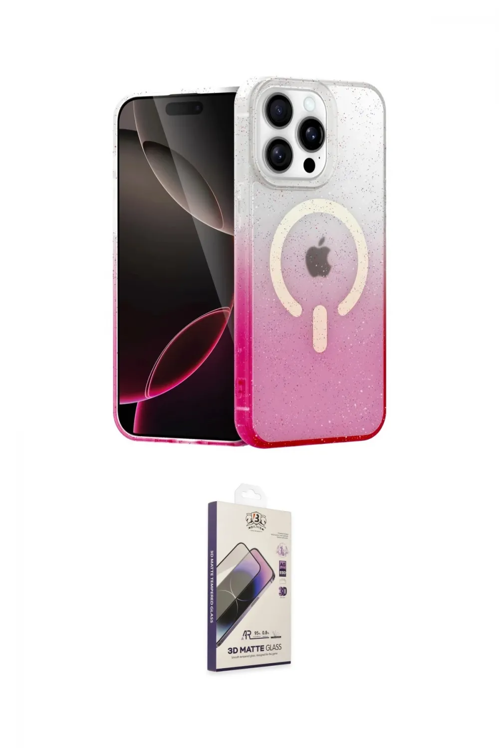 ieg™ iPhone 14 Pro Max Kılıf Eksen Minimal Özel Seri - Siyah Bilvis 3D Mat Cam Ekran Koruyucu