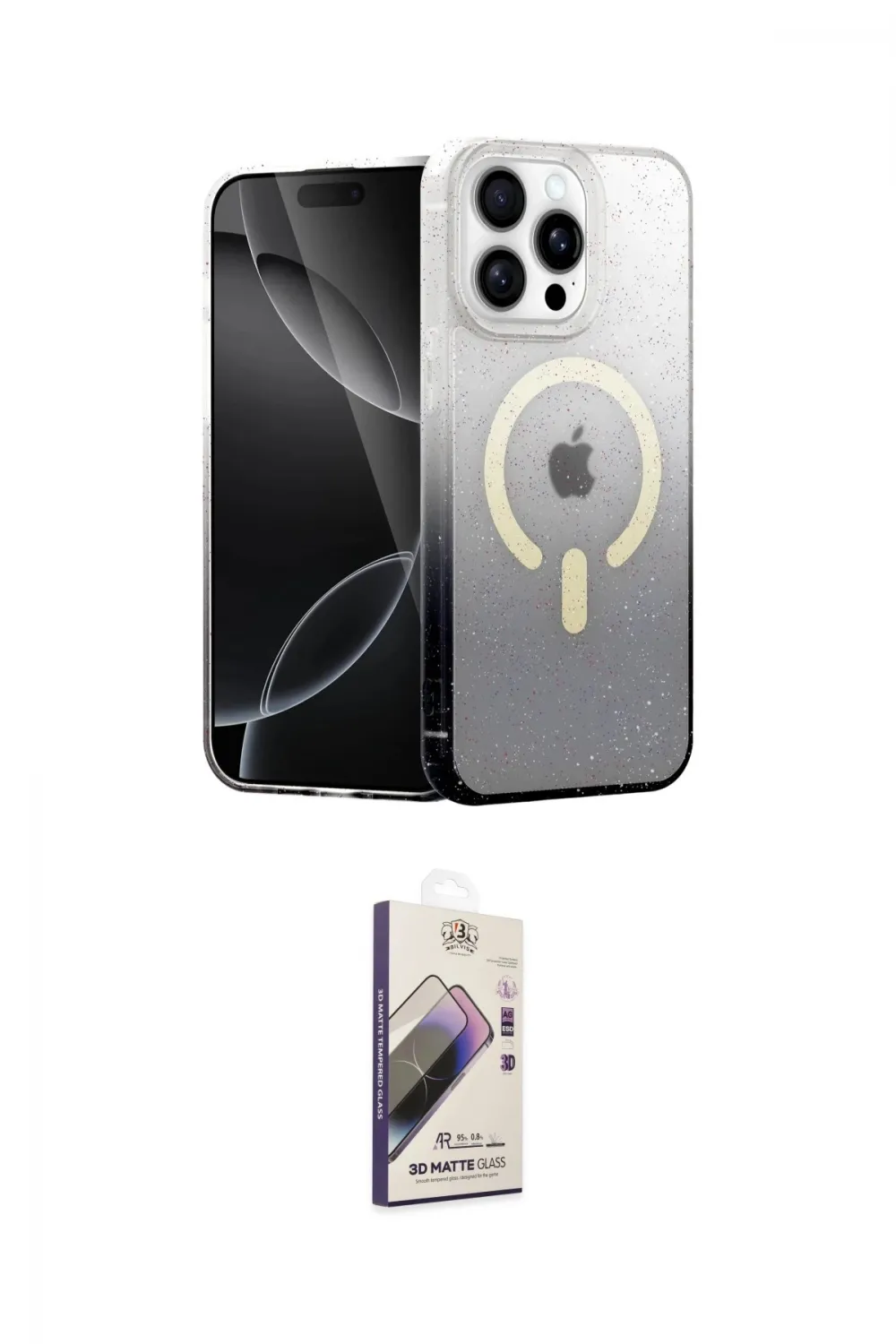 ieg™ iPhone 14 Pro Max Kılıf Eksen Minimal Özel Seri - Siyah Bilvis 3D Mat Cam Ekran Koruyucu