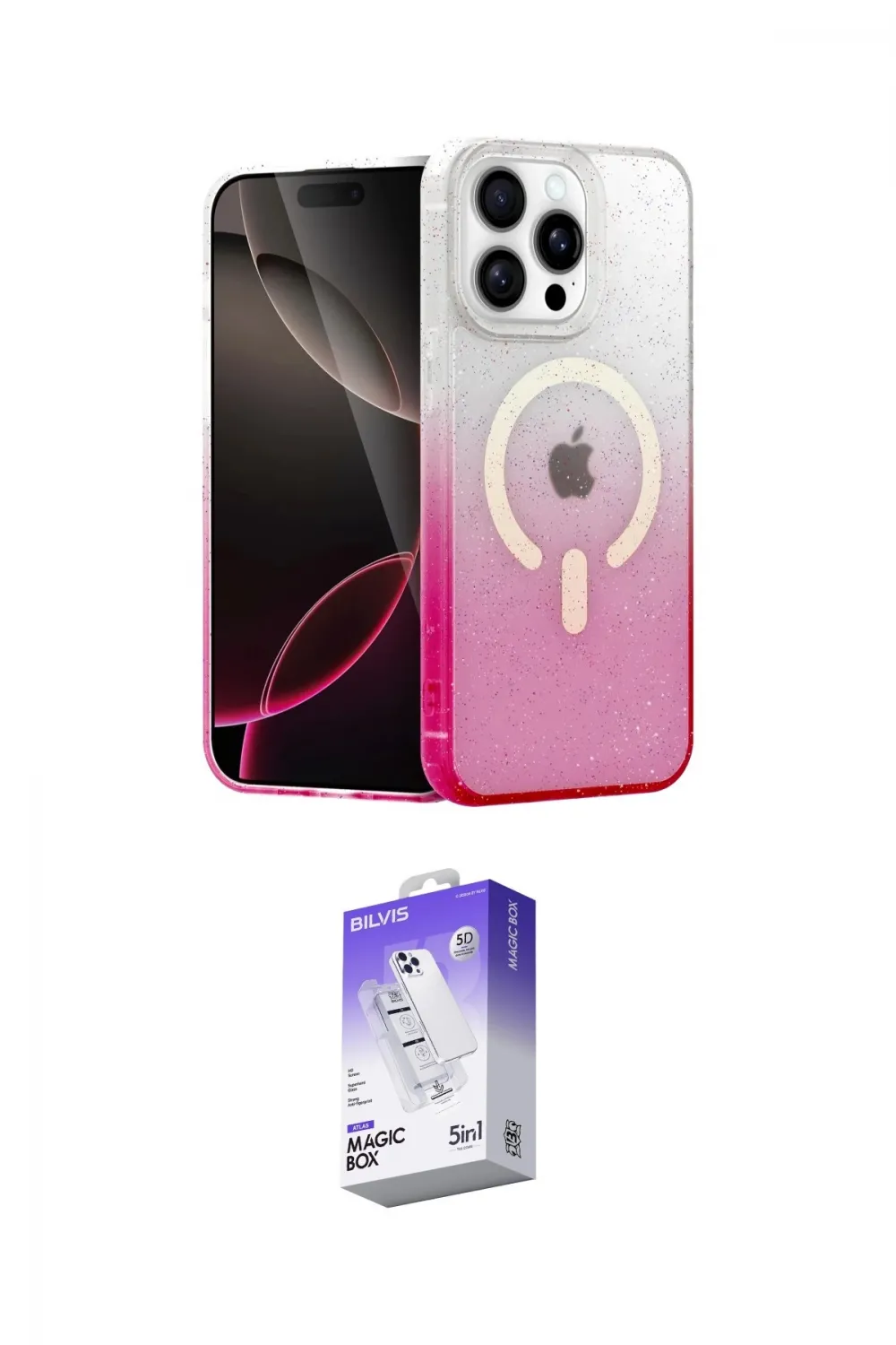 ieg™ iPhone 14 Pro Max Kılıf Eksen Minimal Özel Seri - Siyah Bilvis 5in1 3D Magic Cam Ekran Koruyucu