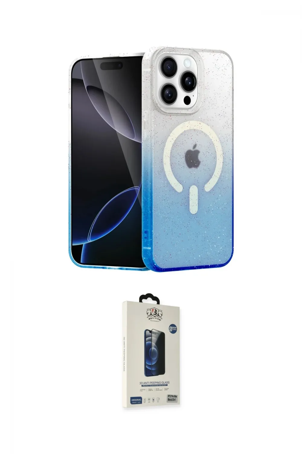 ieg™ iPhone 14 Pro Max Kılıf Eksen Minimal Özel Seri - Siyah Bilvis Hayalet Cam Ekran Koruyucu