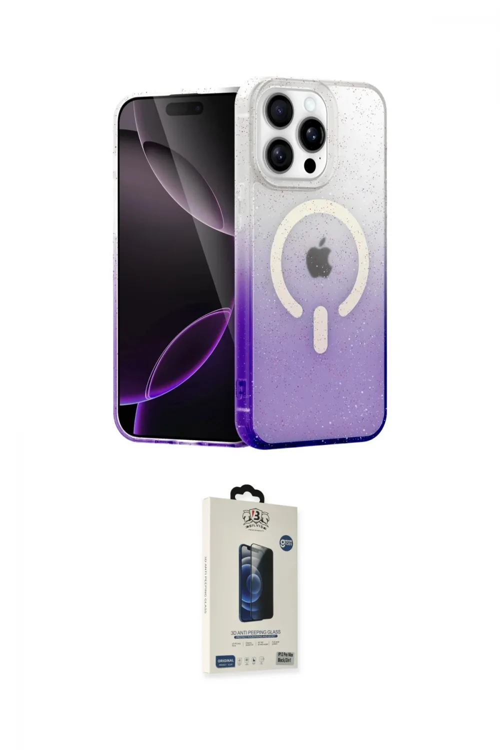 ieg™ iPhone 14 Pro Max Kılıf Eksen Minimal Özel Seri - Siyah Bilvis Hayalet Cam Ekran Koruyucu