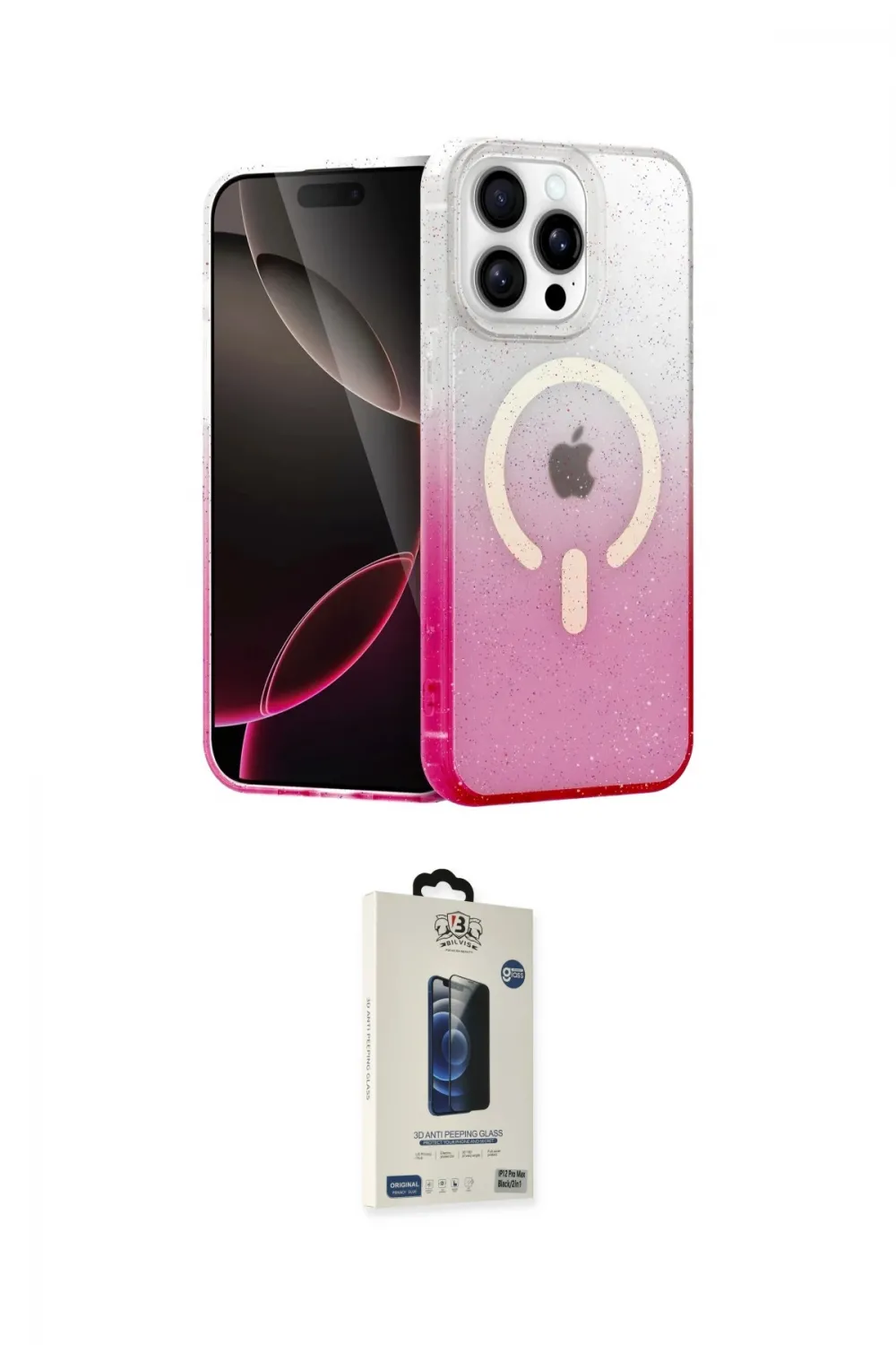 ieg™ iPhone 14 Pro Max Kılıf Eksen Minimal Özel Seri - Siyah Bilvis Hayalet Cam Ekran Koruyucu
