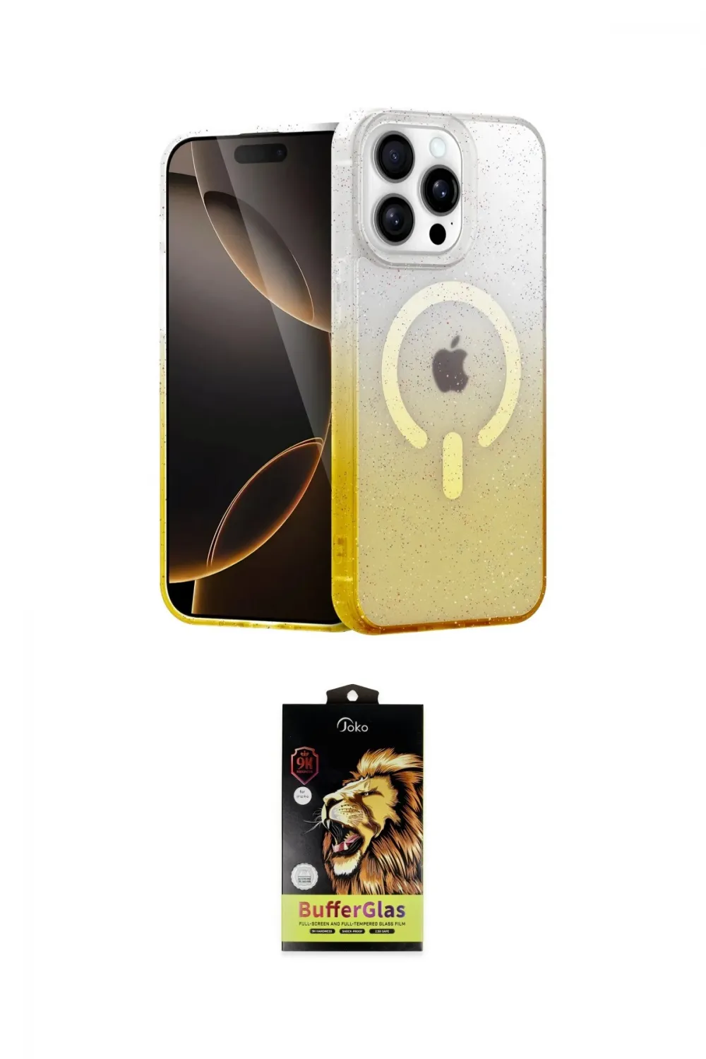 ieg™ iPhone 14 Pro Max Kılıf Eksen Minimal Özel Seri - Siyah Buffer Cam Ekran Koruyucu