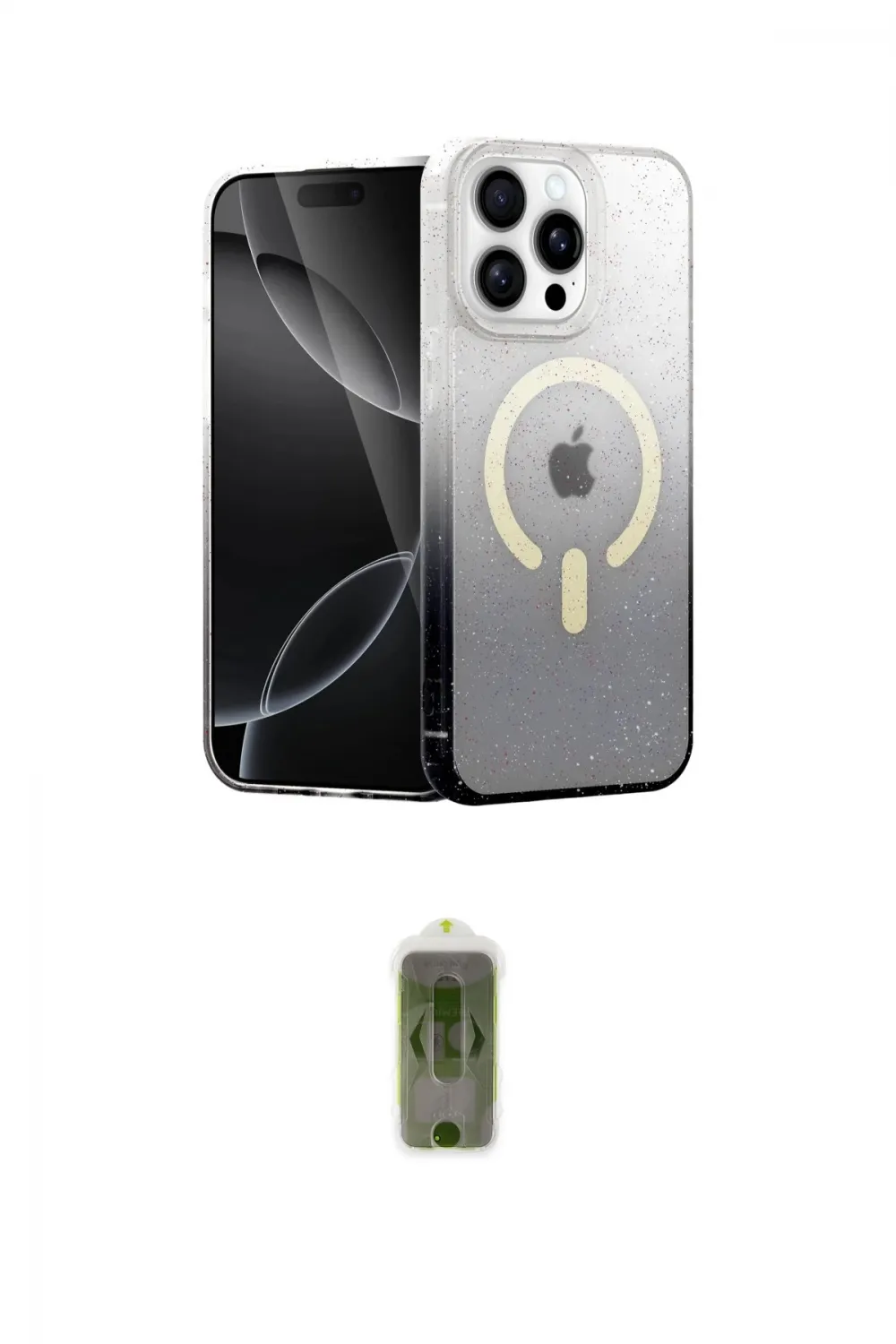ieg™ iPhone 14 Pro Max Kılıf Eksen Minimal Özel Seri - Siyah Joko Magic 5D Hayalet Cam